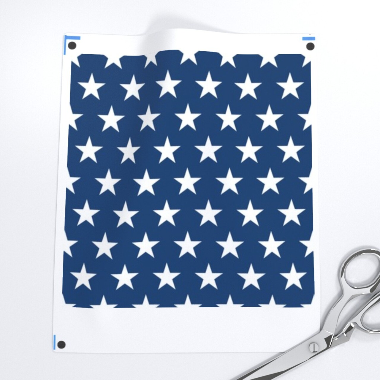 Stars Blue Star Pattern White Patriotic Independence Tiny Day 4Th Of July American Usa Custom Printed Fabric by Spoonflower Various Fabrics by the Yard or Fat Quarter